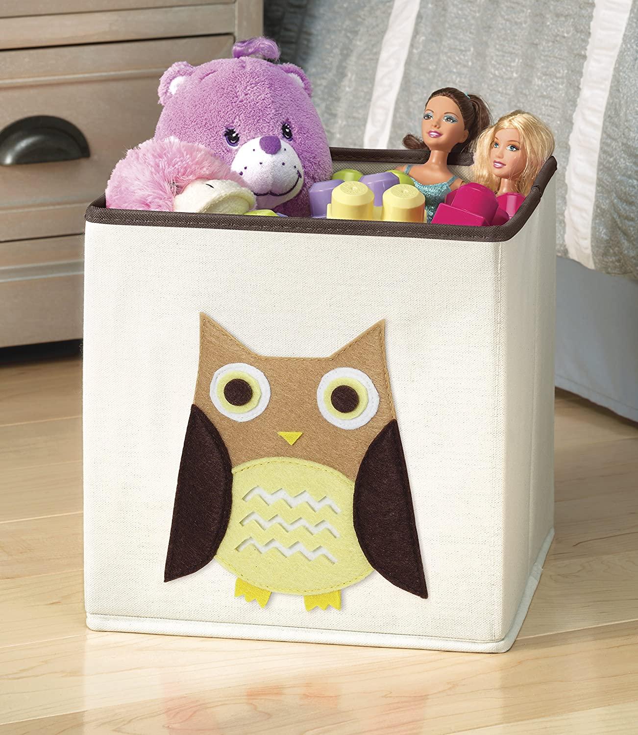 Whitmor Kids Canvas Collapsible Cube-Brown Owl