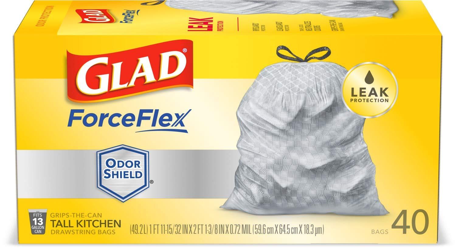 Glad ForceFlex Plus 13 Gal. Tall Kitchen White Trash Bag (40-Count