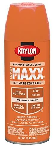Krylon K09133000 COVERMAXX Spray Paint, Gloss Pumpkin Orange, 12 Ounce