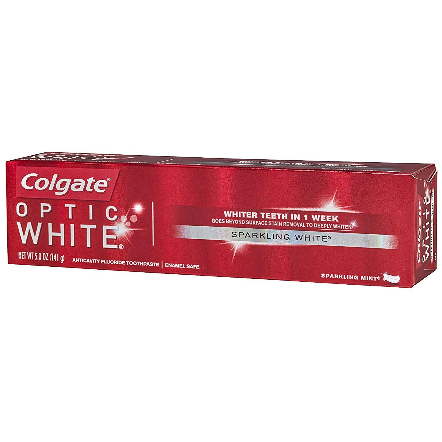 Colgate Optic White Whitening Toothpaste, Sparkling White, 5 oz