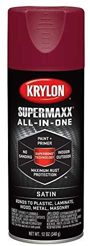 Krylon K08976000 SUPERMAXX Spray Paint, Satin Burgundy, 12 Ounce