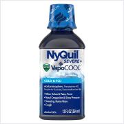 Vicks NyQuil Severe with VapoCool Nighttime Cough, Cold and Flu Relief Liquid, 12 FL OZ