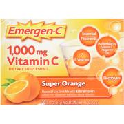Emergen-C Vitamin C Fizzy Drink Mix Super Orange, 1000 mg, 30 Packets