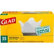 Glad Quick Tie Tall Kitchen Bags White 35 Count